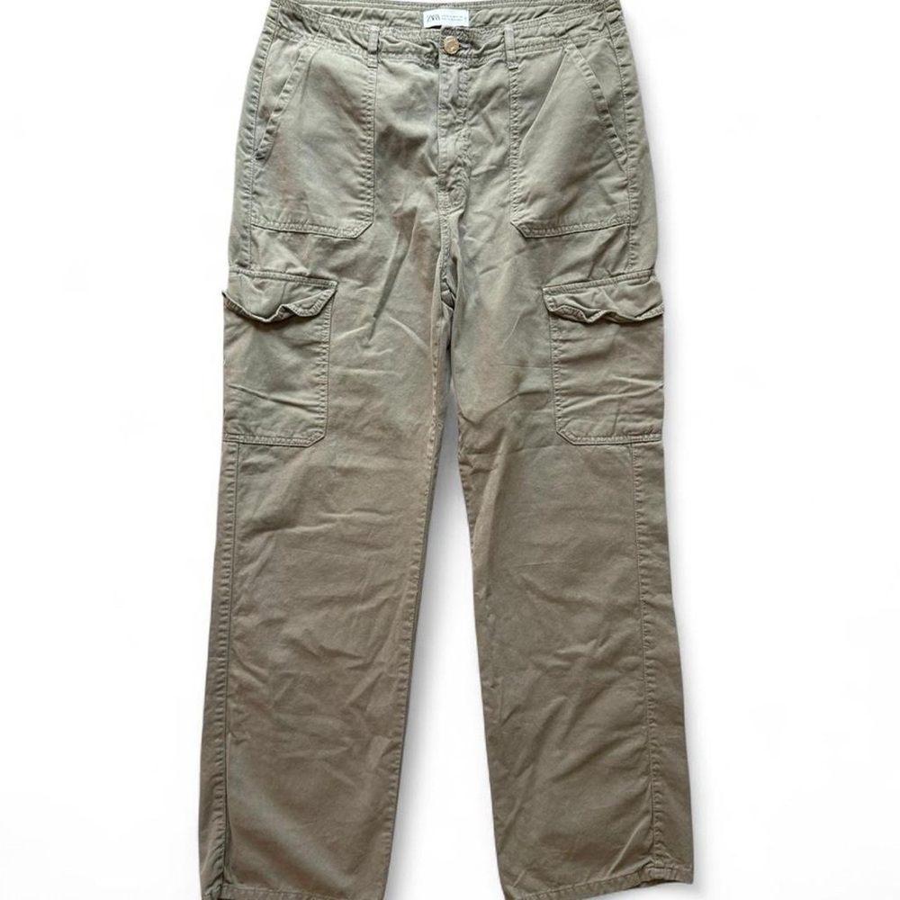 Zara Women's Olive Straight Leg Cargo Pants
